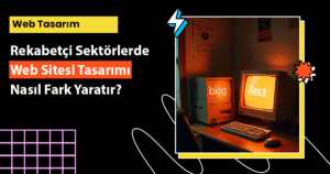Rekabetçi bir sektörde farklılaşan web sitesini gösteren arayüz tasarımı ve grafik karşılaştırma