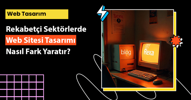 Rekabetçi bir sektörde farklılaşan web sitesini gösteren arayüz tasarımı ve grafik karşılaştırma